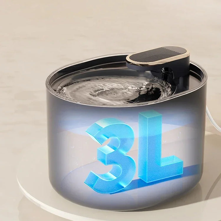 3L Automatic Pet Drinking Fountain with USB connection for dogs and cats, featuring noise-free design and large capacity.