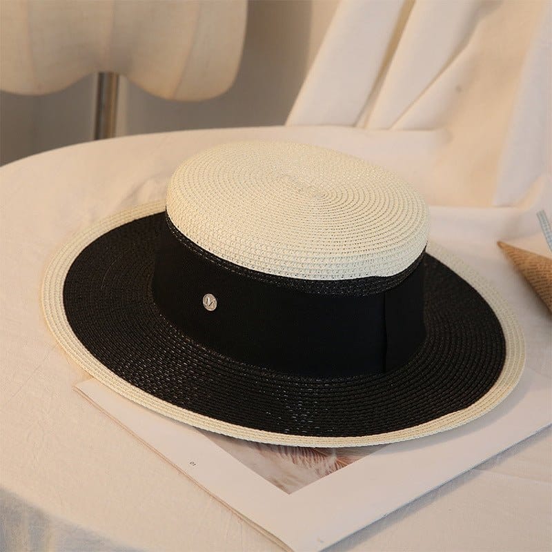 Women's Retro Flat Top Straw Beach Hat | Silver Fox Sales