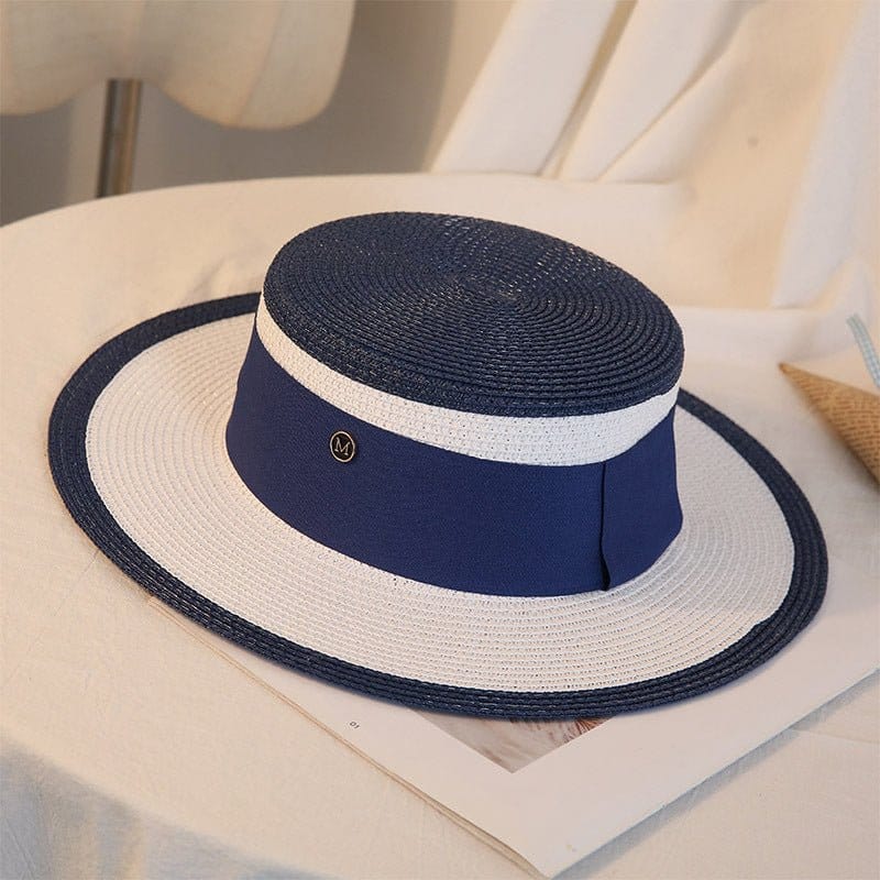 Women's Retro Flat Top Straw Beach Hat | Silver Fox Sales