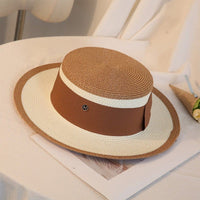 Women's Retro Flat Top Straw Beach Hat | Silver Fox Sales