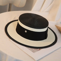 Women's Retro Flat Top Straw Beach Hat | Silver Fox Sales