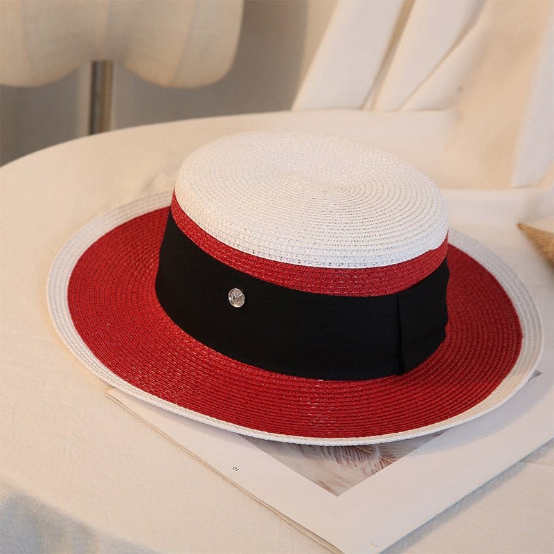 Women's Retro Flat Top Straw Beach Hat | Silver Fox Sales