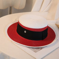 Women's Retro Flat Top Straw Beach Hat | Silver Fox Sales