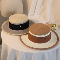 Women's Retro Flat Top Straw Beach Hat | Silver Fox Sales