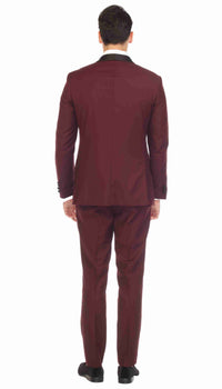 Men's Burgundy Shawl Lapel Tuxedo – Slim Fit 2 Piece Suit | Ferrecci Reno