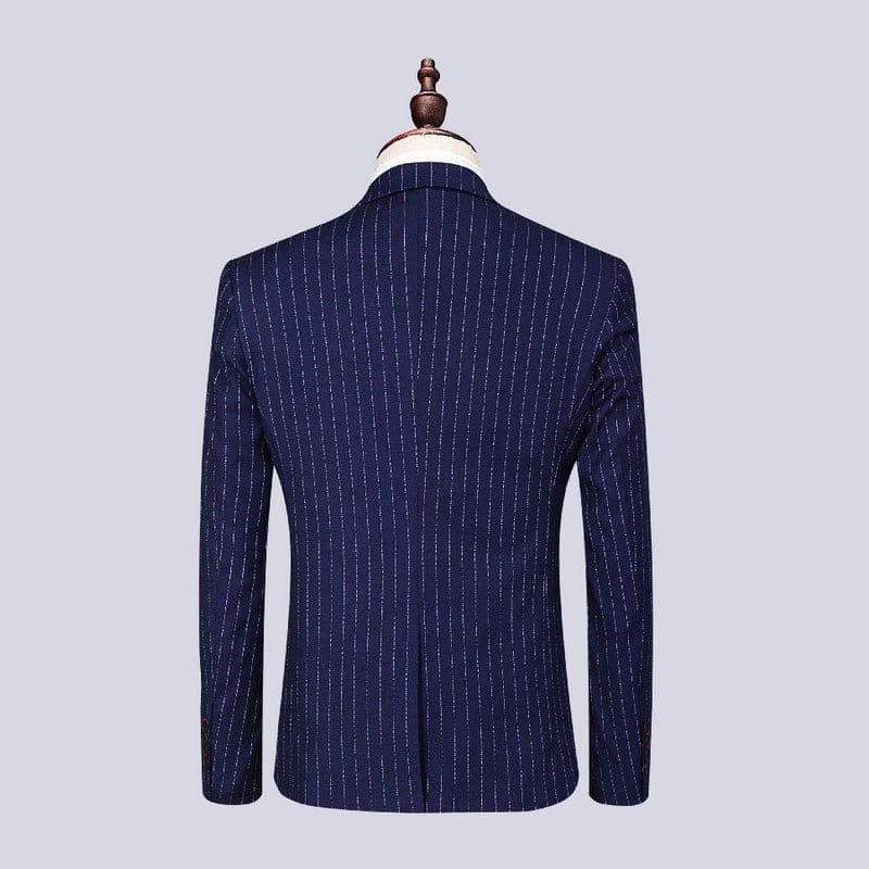 Mens Fashionable And Versatile Striped Three-piece Suit | Silver Fox Sales