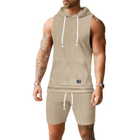 Sleeveless Jacquard-knit Hooded Vest And Shorts Set | Silver Fox Sales