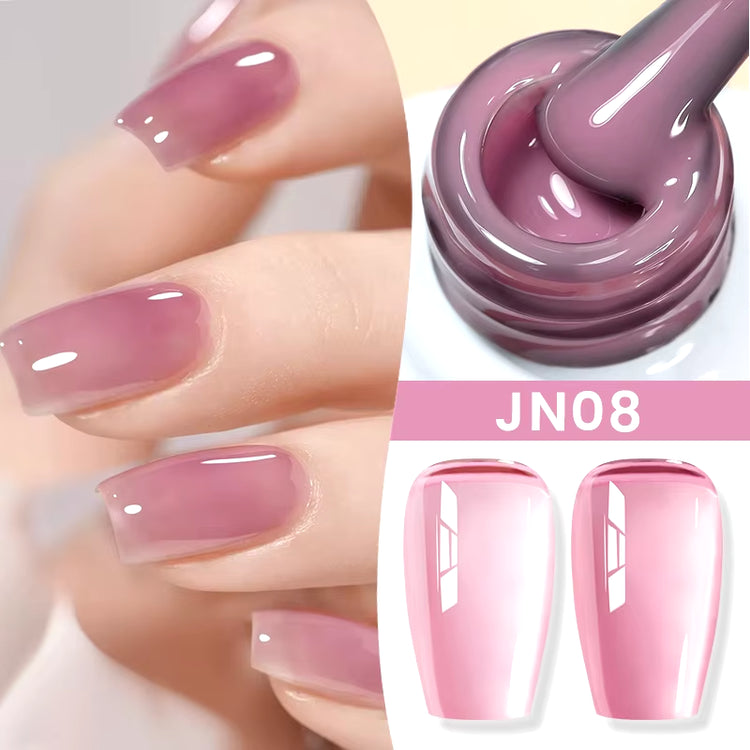 Jelly Nude Gel Nail Polish 10Ml Light Pink Peach Translucent Color UV Light Cure Gel Varnish Nail Art DIY at Home