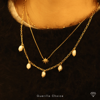 Pearl Charm Necklace, 18K Gold Plated | Silver Fox Sales