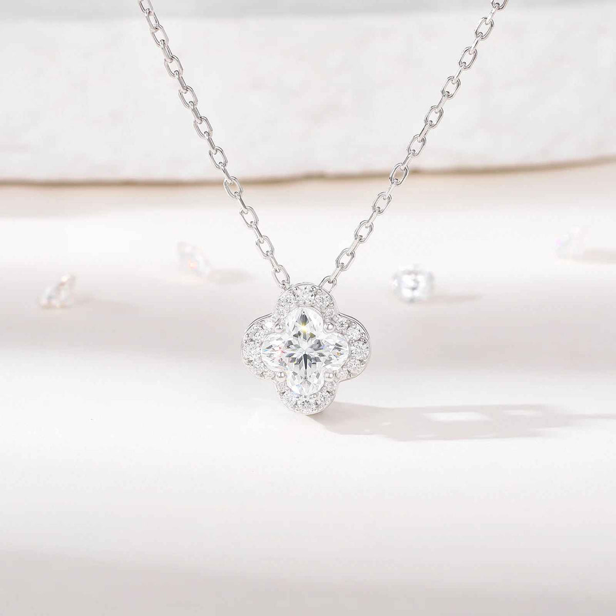 Fleur de Lumière D Color Moissanite Necklace (VVS1) | Silver Fox Sales