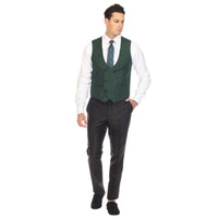 Hunter Green double breasted vest set worn with dress shirt – view 3