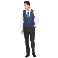 Indigo double breasted vest set worn with dress shirt – view 5