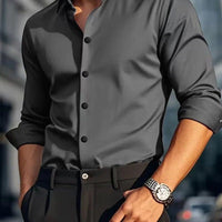 Men's Casual Solid Color Long-Sleeve Shirt | Silver Fox Sales