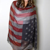 American Flag Printed Scarf Sunscreen Shawl | Silver Fox Sales