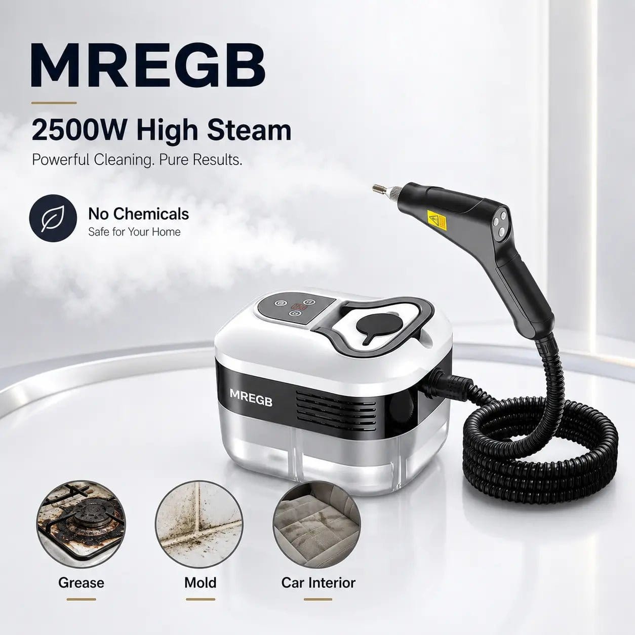 MREGB Handheld Steam Cleaner High-Temperature Pressurized Portable Steamer Fast Heat-Up Deep Cleaning Tool with Accessories for Car Detailing Kitchen Grease Bathroom Tile Floor Multi Surface Home Appliance Wash Equipment