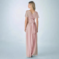 Pleated Solid-Colored Strap Three-Way Dress | Silver Fox Sales