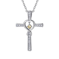 Infinity Love God We Trust Christian Cross Birthstone Crystal Pendant Necklace Colour Gems Zircon Heart | Silver Fox Sales