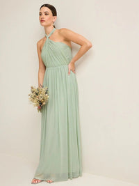 Pleated Solid-Colored Strap Three-Way Dress | Silver Fox Sales