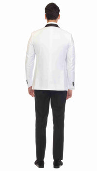 Men's White & Black Shawl Lapel Tuxedo – Slim Fit 2 Piece Suit | Ferrecci Reno