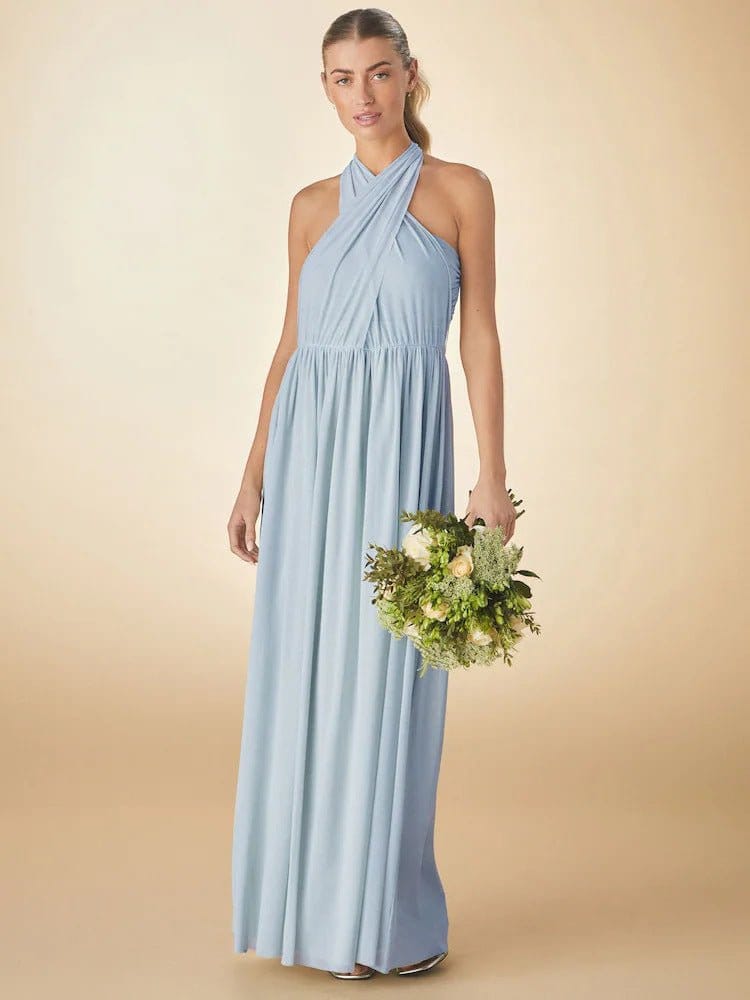 Pleated Solid-Colored Strap Three-Way Dress | Silver Fox Sales