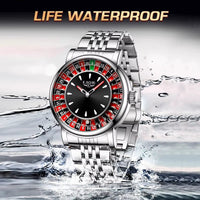 Fashion Men Watch Rotating Dial Las Vegas Roulette Desktop Theme Watch Men Waterproof Luminous Clock Watches Creative Clock