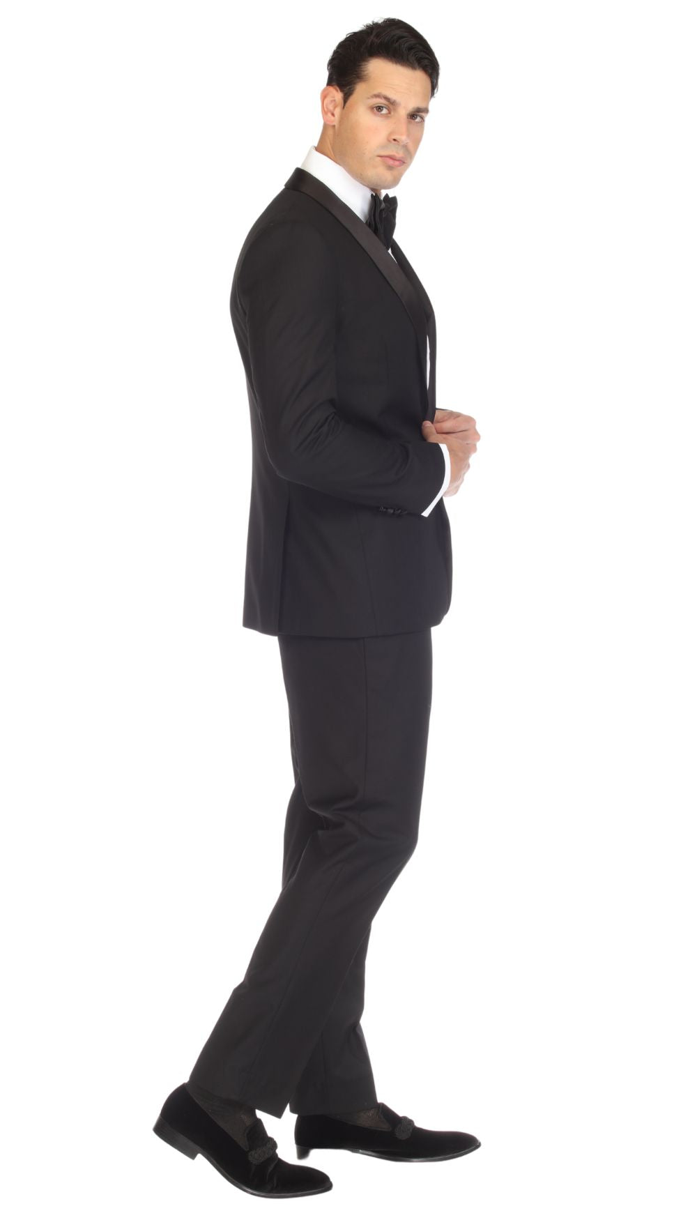 Men's Black Shawl Lapel Tuxedo – Slim Fit 2 Piece Suit | Ferrecci Reno