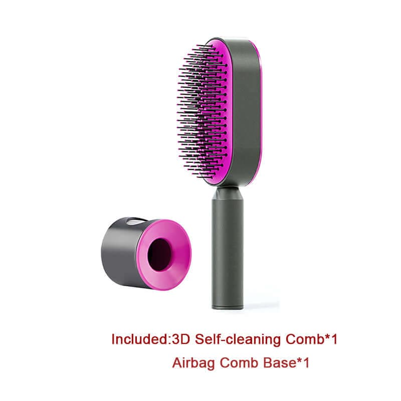 Self Cleaning Hair Brush For Women One-key Cleaning Hair Loss Airbag Massage Scalp Comb Anti-Static | Silver Fox Sales