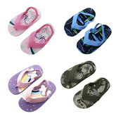 Stylish toddler beach flip flops in pink, blue, rainbow, and camouflage designs for kids&
