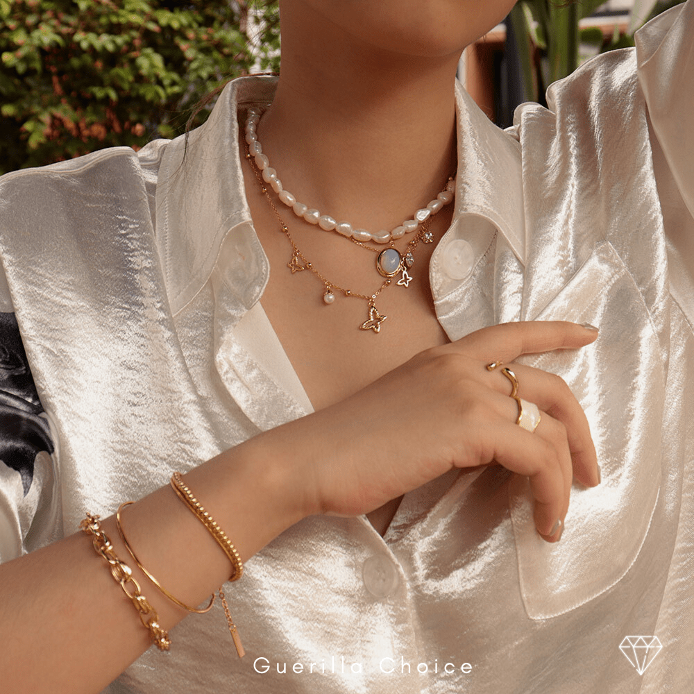Jasmine Gold-Plated Woven Charm Necklace | Silver Fox Sales