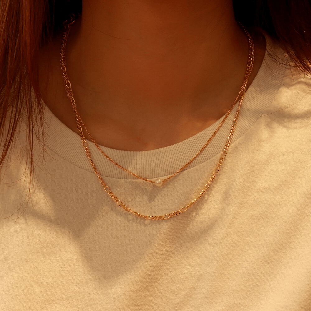 Amorette Chain Necklace, 18k Gold-Plated Vermeil, 50cm | Silver Fox Sales