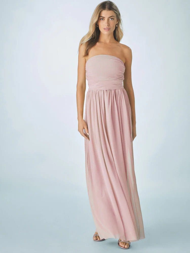 Pleated Solid-Colored Strap Three-Way Dress | Silver Fox Sales