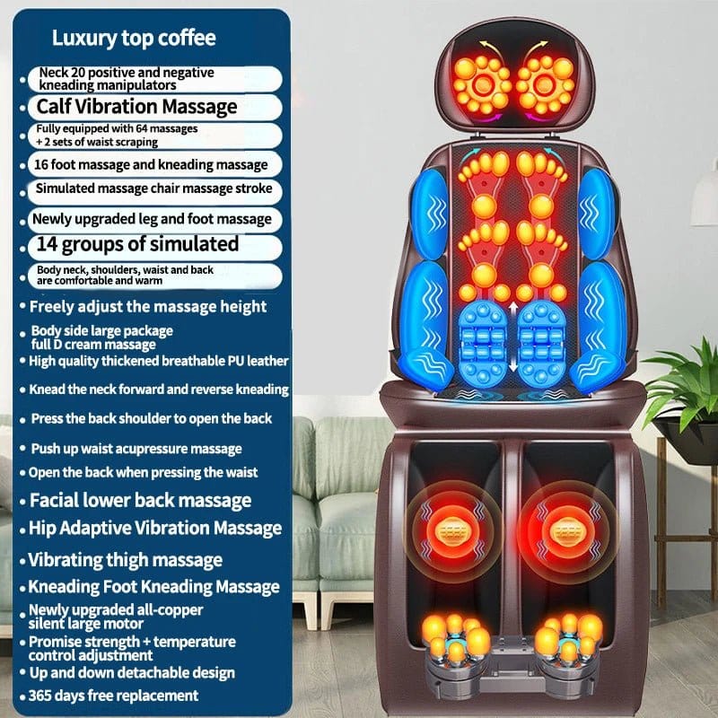 Electric Full Body Massage Chair Neck Back Waist Massage Cushion Heat & Vibrate Massage Pad as a Gift for Wife Parents 110V/220V