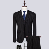 Mens Fashionable And Versatile Striped Three-piece Suit | Silver Fox Sales