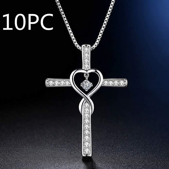 Infinity Love God We Trust Christian Cross Birthstone Crystal Pendant Necklace Colour Gems Zircon Heart | Silver Fox Sales