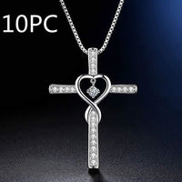 Infinity Love God We Trust Christian Cross Birthstone Crystal Pendant Necklace Colour Gems Zircon Heart | Silver Fox Sales