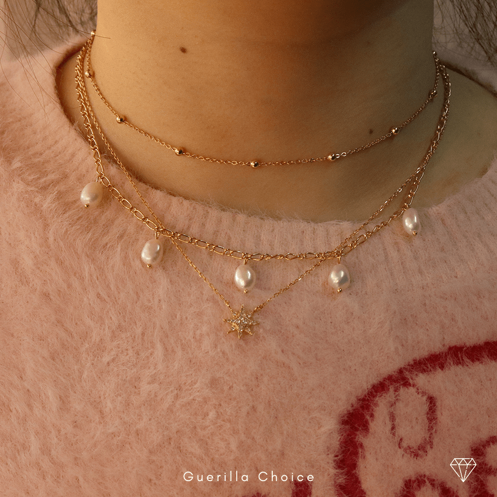 Pearl Charm Necklace, 18K Gold Plated | Silver Fox Sales