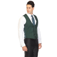 Hunter Green double breasted vest set worn with dress shirt – view 4