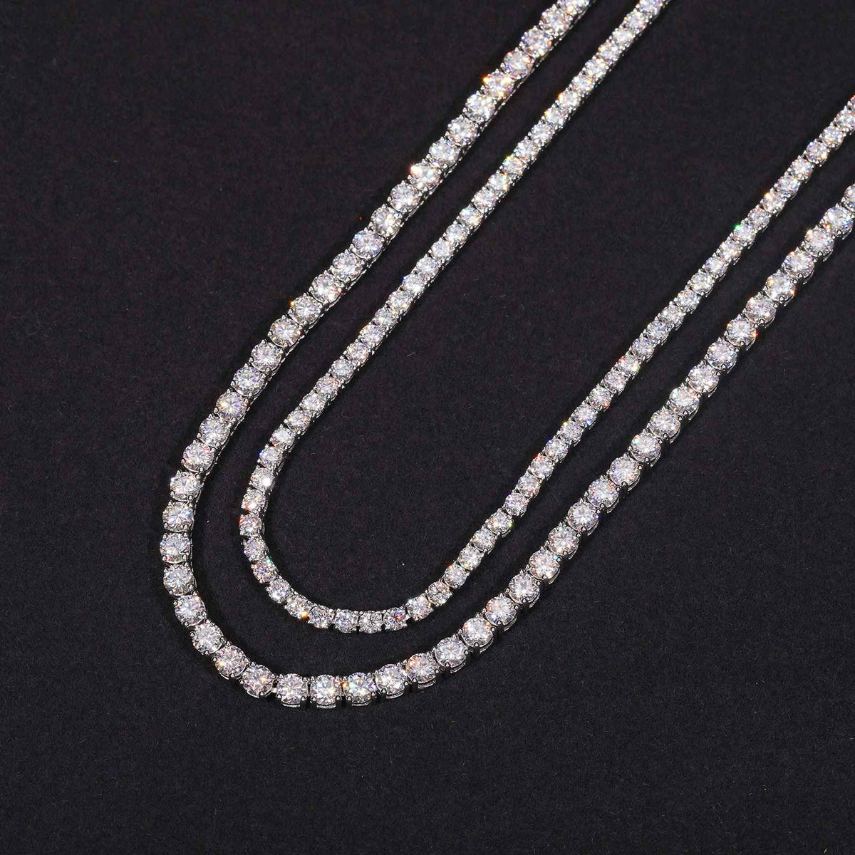 GC Éclat Tennis Necklace | 925 Silver VVS Moissanite Chain 4mm / 6mm | Silver Fox Sales