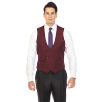 Burgundy double breasted vest set worn with dress shirt – view 2