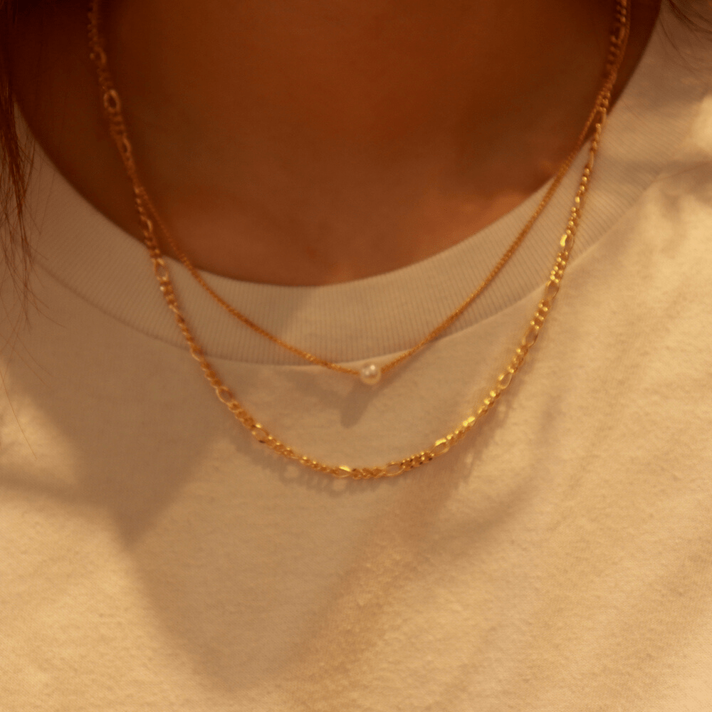 Amorette Chain Necklace, 18k Gold-Plated Vermeil, 50cm | Silver Fox Sales