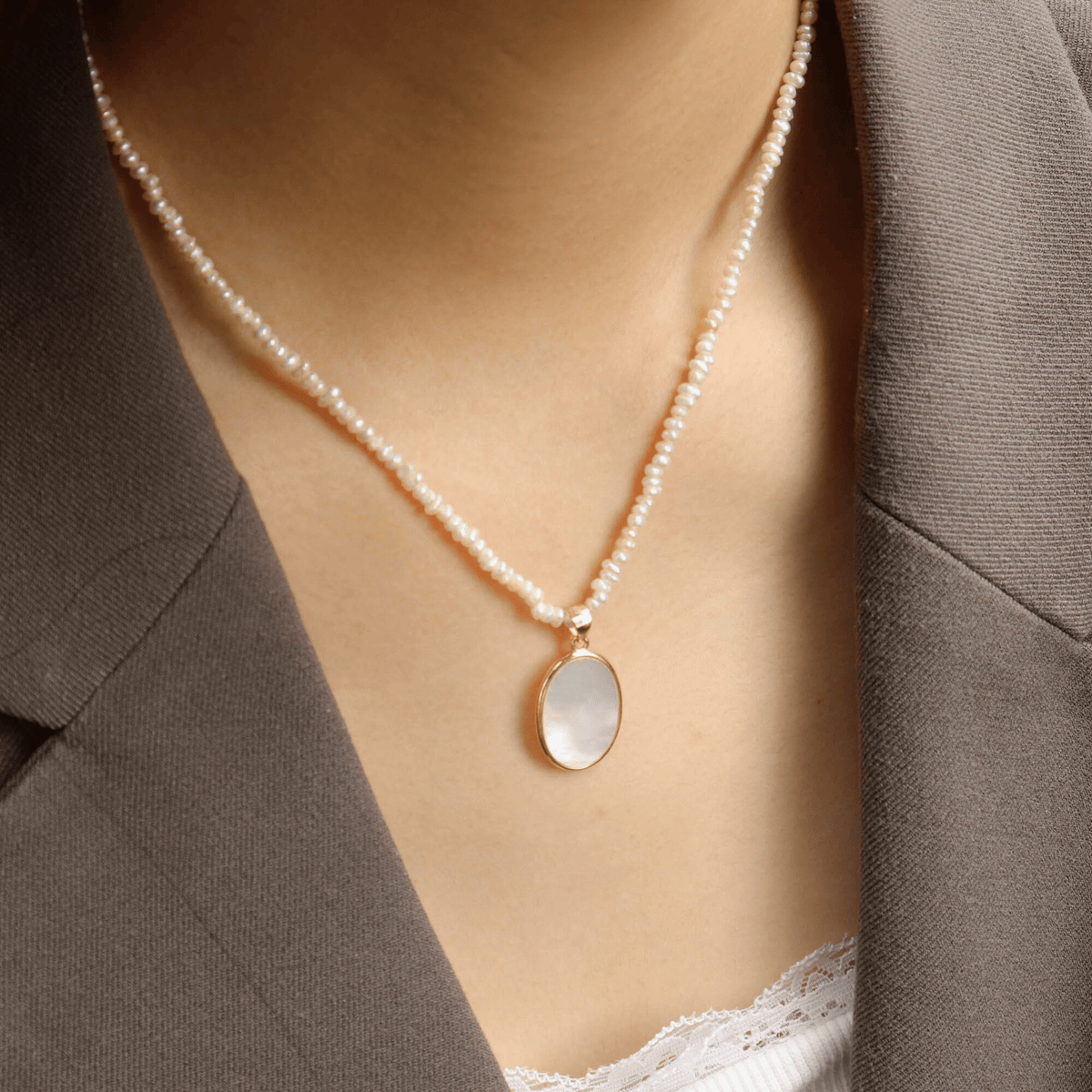 Pearl Pendant Necklace, 18k Gold-Plated Vermeil, 45cm | Silver Fox Sales