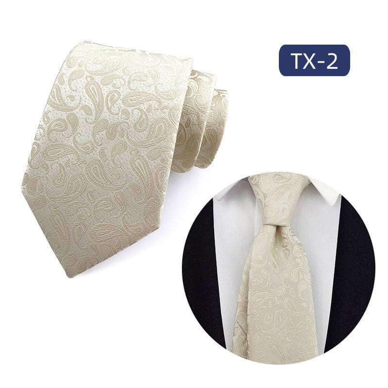 Mens jacquard woven business casual tie in TX-2 with floral paisley pattern, showcasing a sophisticated style.