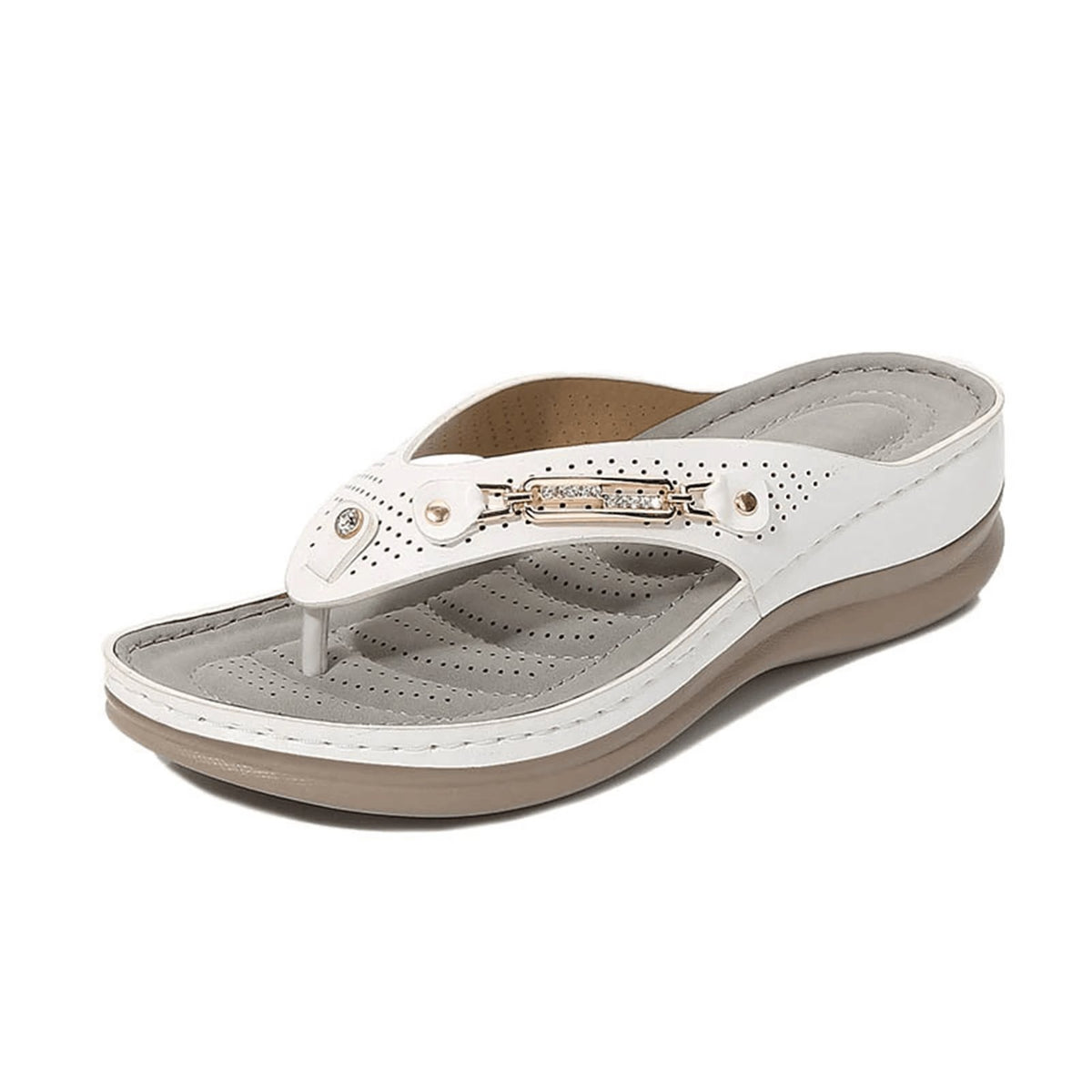 Women's summer sandals, Casual Orthotics Sandals Flat in white with chic design and comfort.
