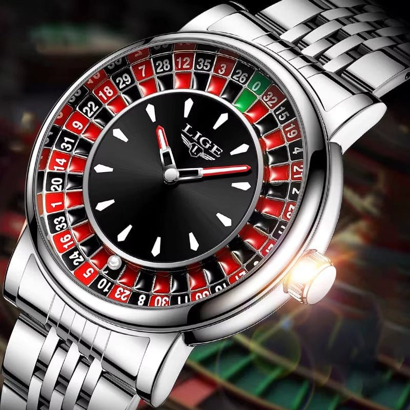 Fashion Men Watch Rotating Dial Las Vegas Roulette Desktop Theme Watch Men Waterproof Luminous Clock Watches Creative Clock
