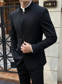 Men's Stand-Up Collar Two-Piece Suit | Silver Fox Sales