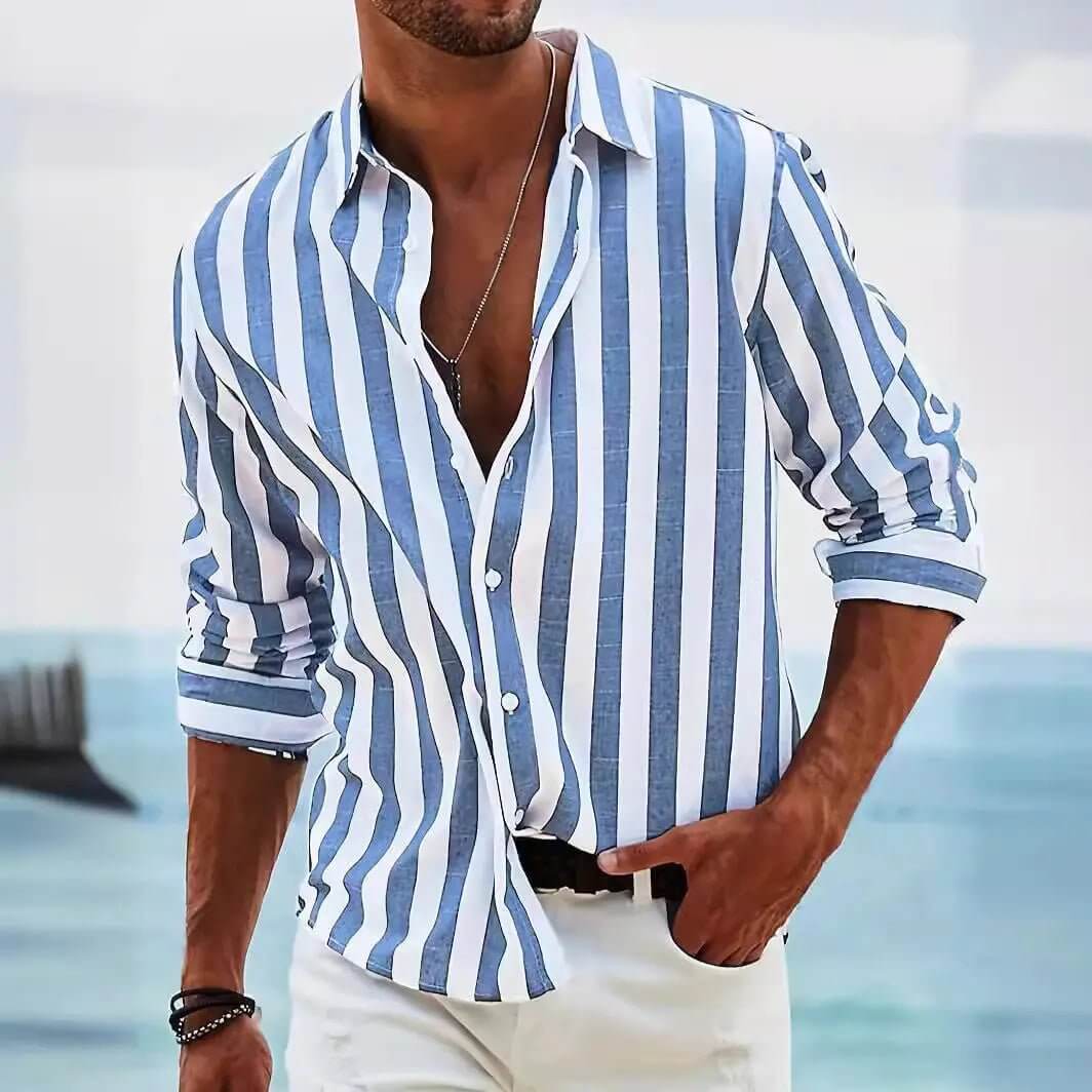 Striped Print Casual Loose Long-sleeved Shirt