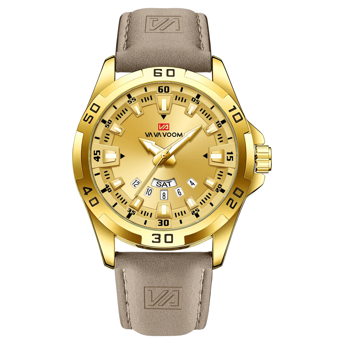Men’s Business Quartz Watch – Leather Strap & Day-Date Display