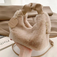 women's crossbody bags with stylish strap in soft faux fur design, perfect for daily fashion and functionality.
