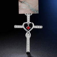 Infinity Love God We Trust Christian Cross Birthstone Crystal Pendant Necklace Colour Gems Zircon Heart | Silver Fox Sales