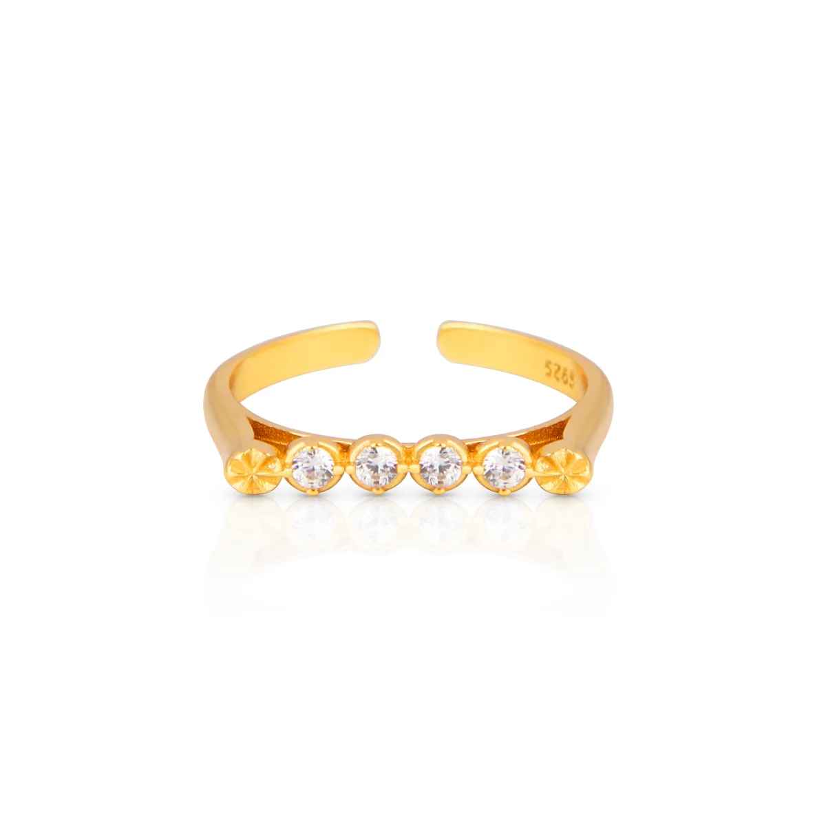 Lumière Dorée Adjustable Gold Zirconia Ring | Silver Fox Sales